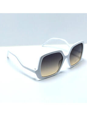 Fashion Brown Gradient UV400 White Oversized Square Women's Sunglasses 55-20-130